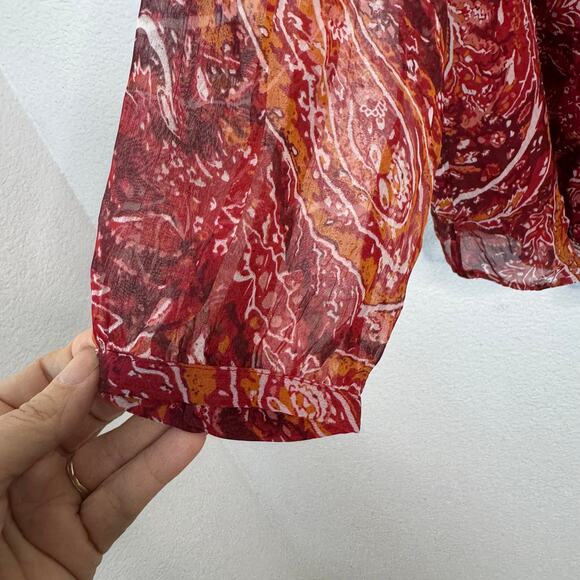 NWT Soft Surroundings Cheyla Paisley Print Button Down Top Red Womens Size XL - Picture 5 of 9